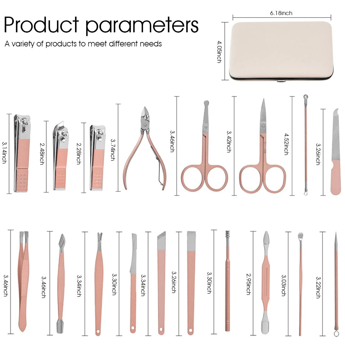 MAYCREATE Stainless Steel Nail Kit for Women Professional Manicure Set Nail Clippers Pedicure Kit - 18 Pieces Grooming kit for Women Portable Travel Kit MAYCREATE Stainless Steel Nail Kit for Women Professional Manicure Set Nail Clippers Pedicure Kit - 18 Pieces Grooming kit for Women Portable Travel Kit